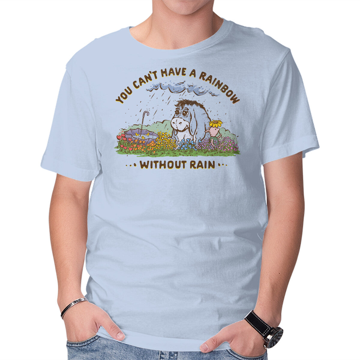 Unisex Crew Neck T-Shirt Rain And Rainbows Graphic Short Sleeve Casual Tee XXXXL