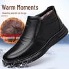 Men's 2025 Winter Leather & Fur Non-Slip Casual Shoes - Warm, Wear-Resistant Cowhide