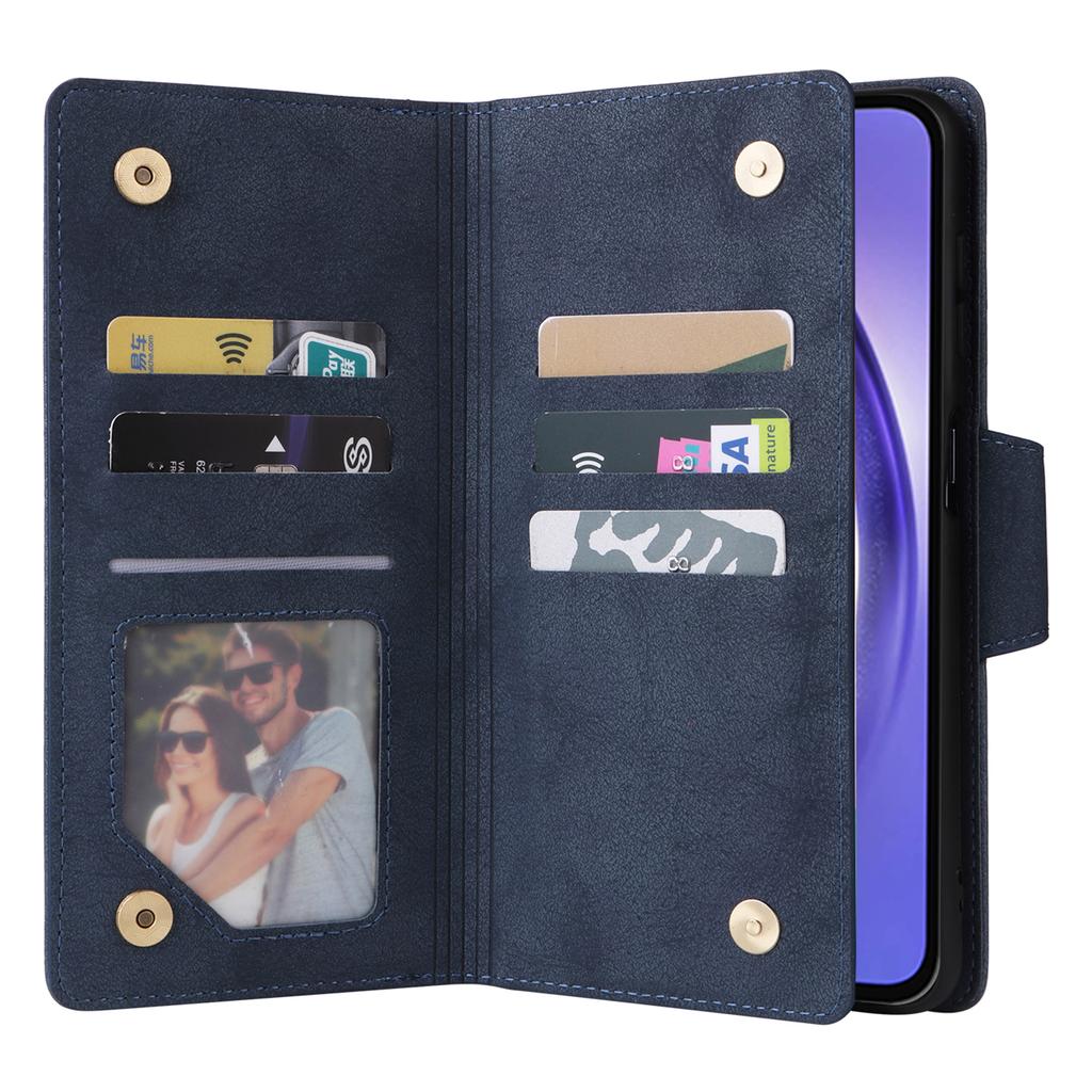 For Samsung Galaxy A55 5G Zipper Wallet Case Rivet Decor Leather Flip Phone Cover