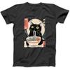 Kawaii Katze isst Ramen-Nudeln Lustiges Anime-Geschenk Mädchen Teens T-Shirt NHU Herren Damen Langarmshirt, Tanktop Hoodie Schwarz