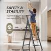 5-Step Ladder with Anti Slip Wide Pedals, Lightweight and Easy To Carry Handle Folding Ladder, Steel Ladder, Suitable for Home and Office Use