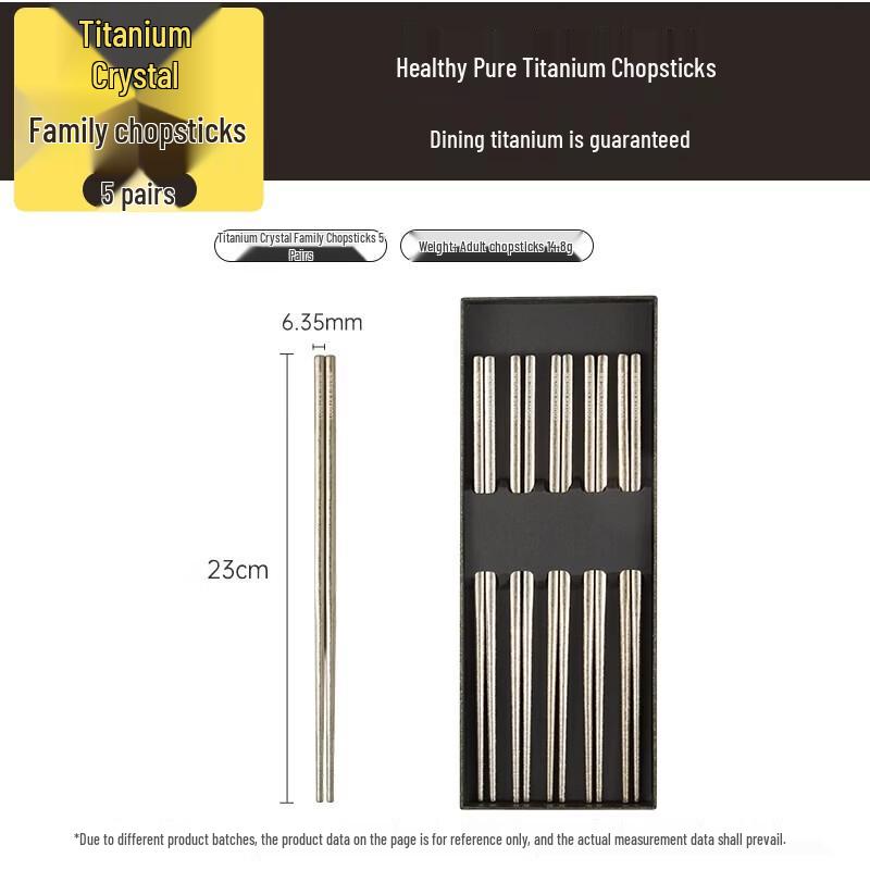 COOKER KING Pure Titanium Chopsticks - 5-Pair Set