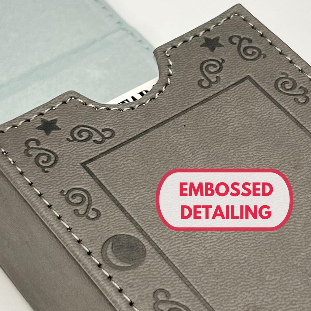 Luck Lab Leder Tarotkarten Grau Passt für die meisten Standard-Tarotkarten Box Deck Mond Design Etui/Halter - - (Passt Größe) -