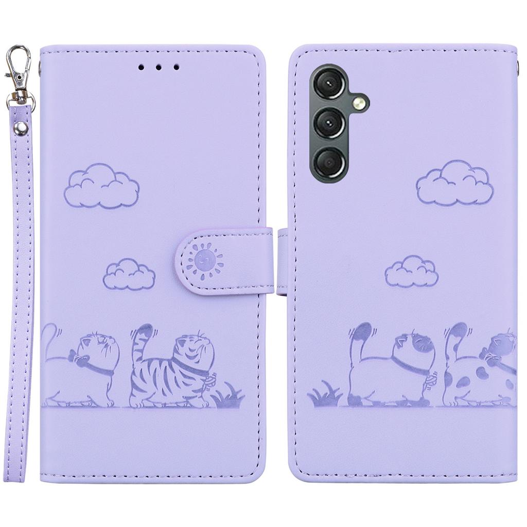 For Samsung Galaxy A16 5G/A16 4G Case RFID Blocking Kitten Pattern TPU+PU Leather Phone Cover