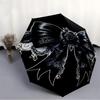 1pc Black Bow Ribbon Lace Automatic Opening and Closing Folding Umbrella with 8 Iron Ribs - Portable, Foldable for Travel Yy251124130