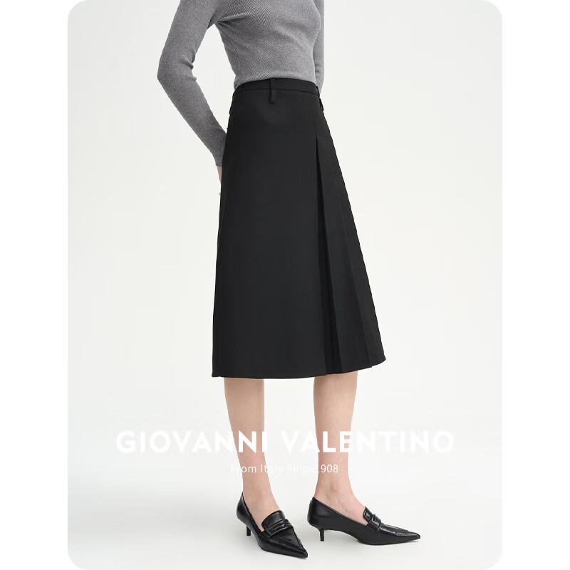 Giovanni Valentino Pleated A-Line Midi Skirt