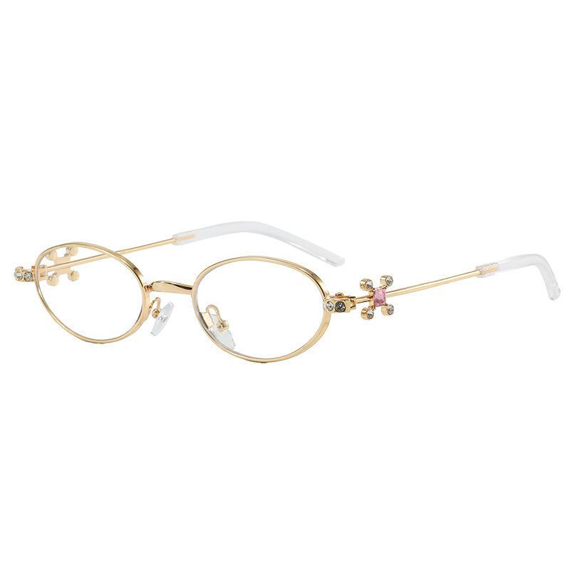 Hot-selling new anti-blue glasses ultra-light metal high-end sense diamond-encrusted jennie glasses frame women