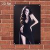 Vintage Metal Wall Art Sign Iron Poster Elegant Female Face Black Dress Heavy Duty Iron Plate Wall Decor