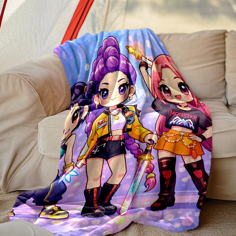 1 Stück pflegeleichte Kpop Dämonenjäger Decke, Perfekt für Sofa, Bett, Zuhause, Reisen & Mehr, Warme & Langlebige Bedruckte Decke