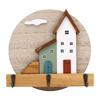 Wall Mounted Key Holder 3 Metal Hooks Round Wooden Key Holder for Entrances Corridors Bedrooms Living Rooms