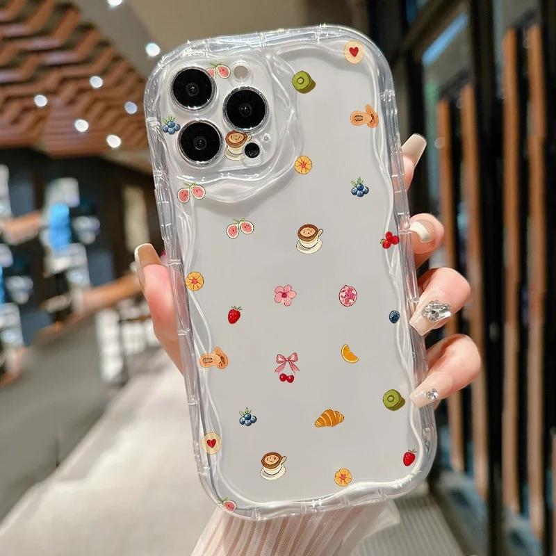 

Dessert Fruit Floral Pattern Wave Phone Case For Samsung Galaxy S26 S24 S25 S23 Ultra S22 S21 S20 Plus FE A15 A35 A55 Cover Galaxy A35 5G
