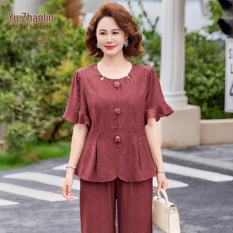 YUZHAOLIN Women s Summer Plus Size Two-Piece Top Set 2XL