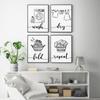 Wash Dry Fold Repeat Canvas Painting Poster Black and White Quote Wall Art Picture For Laundry Room Utility Room Home Decoration