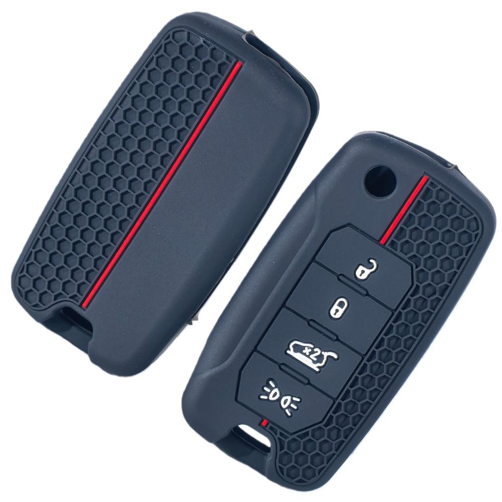 Silikon Autoschlüsselhülle Fob für Jeep Cherokee Compass S Renegade Grand Commander für Dodge Journey Challenger Jcuv Charger