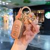 Car Key Case Cover Shell For Honda Civic Car Accessories Cute Bear Keychain, Diamond Car Key Holder