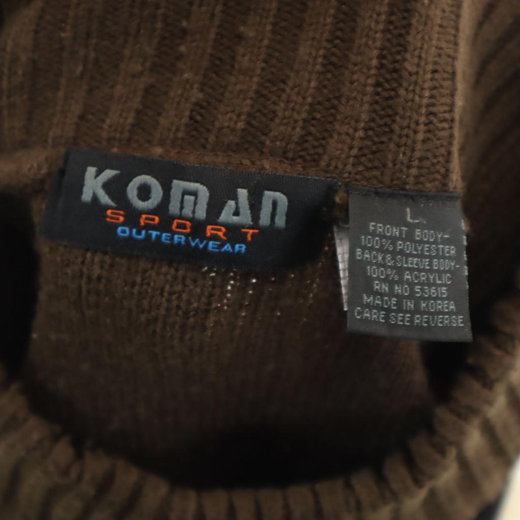 KOMAN SPORT 90s Old Long sleeve Faux leather switching sweater L knit Men's Used