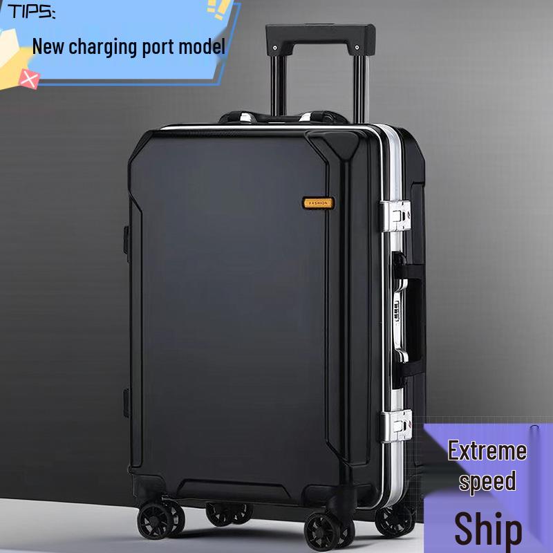 2025 Durable Large-Capacity Leather Travel Suitcase with Silent Wheels, Password Lock, USB Charging, UniSex