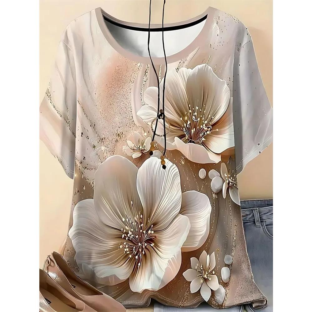 Daily Breathable Short-sleeved Versatile Fashion Top Fashionable Simple T-Shirts Women’s XS