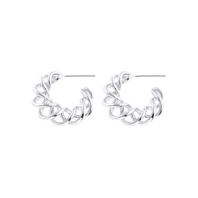 Hand-Woven Line Twist Earrings Female Personality Temperament Exaggerated C-Shaped Irregular Stud Earrings Bouncing Muse Fan