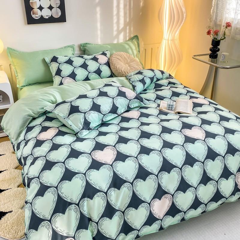 Bytový textil Malý květinový princeznovský vítr Čtyřdílná sada, Dívčí srdce Prostěradlo Ložní prádlo Kolejní přikrývka Třídílná sada