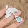 Birthday Gift For Her Natural Larimar Gemstone Pendant Fish 925 Sterling Silver