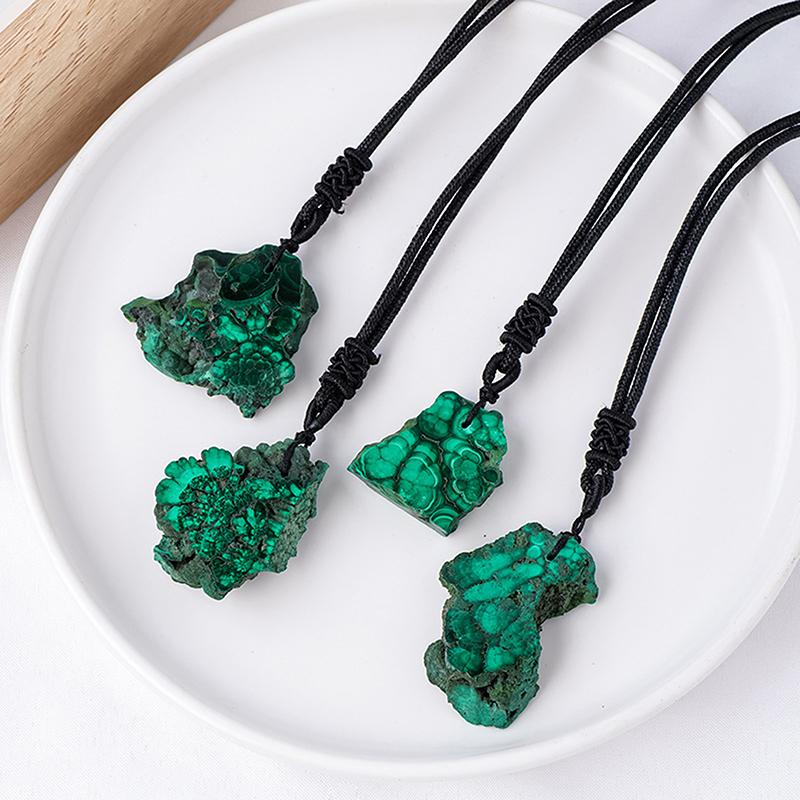 1Pc Plastics Healing Stone Pendan Men Women Mineral Jewelry Diy Gift Malachite Irregular Slices Necklace