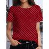 Fashion Women Retro Creative Polka Dot Print T Shirt Funny Casual O-neck Short Sleeves T-shirt Summer Female Tee Shirt