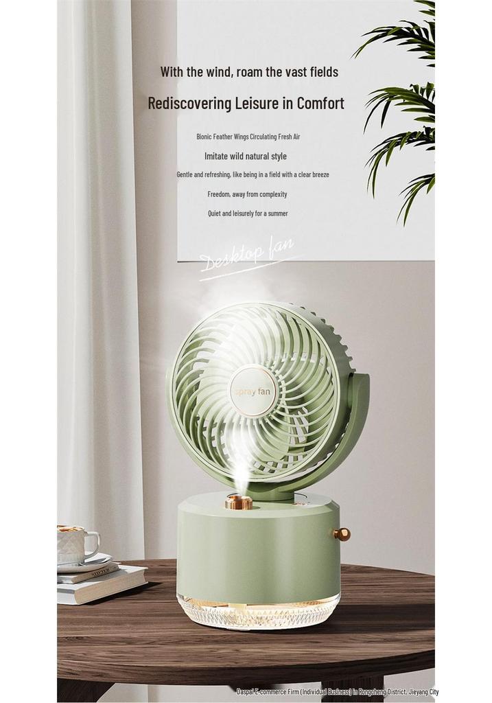USB-Powered Oscillating Humidifier Fan - Portable Desktop Cooling for Dorms and Offices