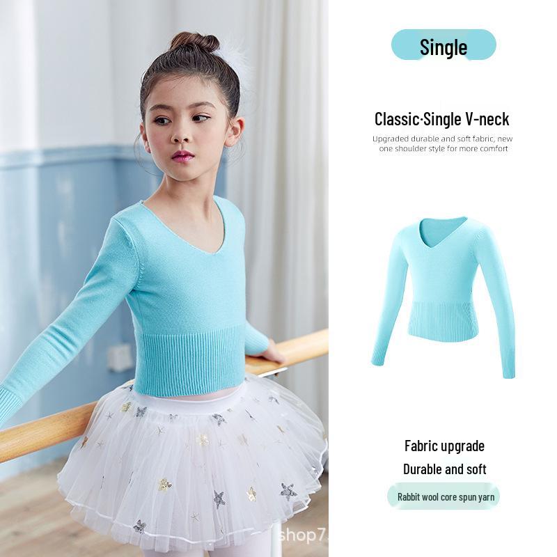 Children's V-neck Long Sleeve Knit Dance Shawl for Autumn/Winter