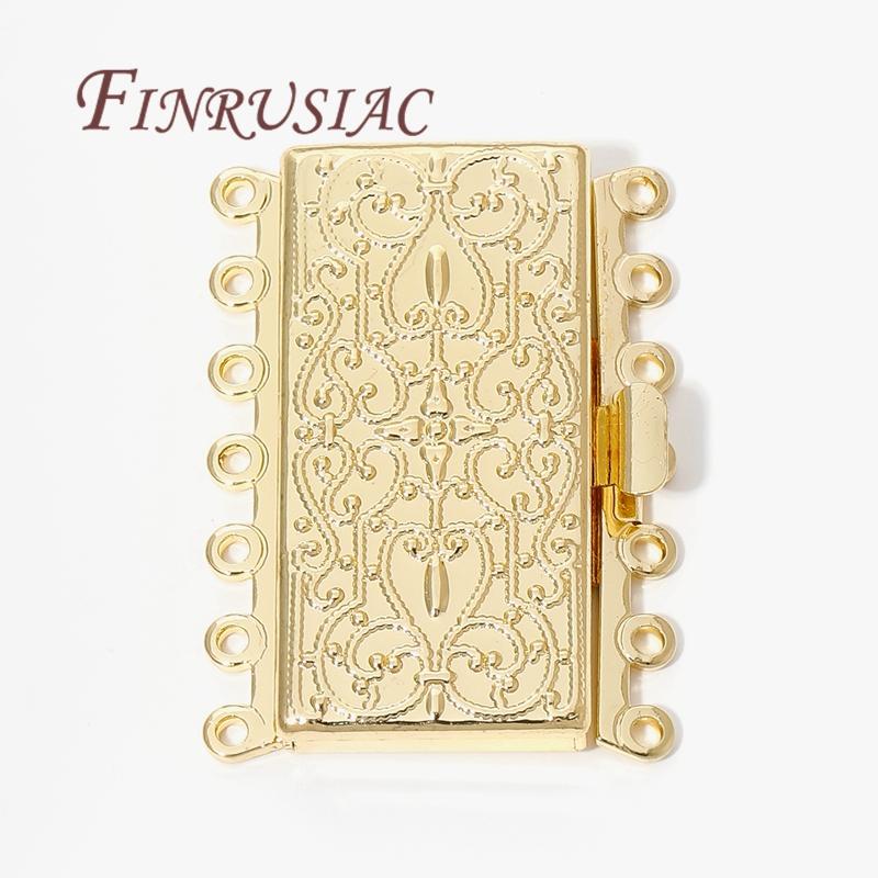 7-strands Connectors For Jewelry 18K Real Gold Plated Bracelet Clasps Fasteners Findings For DIY Necklace Making Accessories
