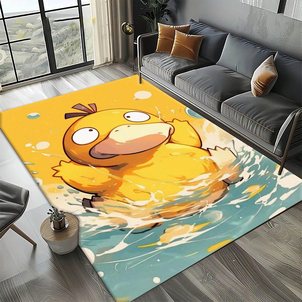 3D Cool P-Psyduck-S Cartoon Anime Carpet Rug Art for Room Decor Sofa Christmas Halloween Gifts Game Area Rug Non-slip Floor Mat