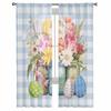 Easter Eggs Watercolor Flowers Tulle Curtains For Living Room Sheer Curtain For Bedroom Kitchen Blinds Voile Curtains