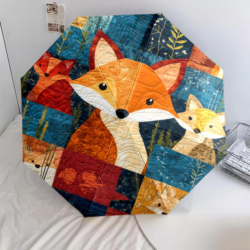 1 PC Automatic Folding Umbrella - Fox, Cat, Rooster Pattern, Portable & Foldable Design with 8 Ribs, Christmas Birthday Gifts