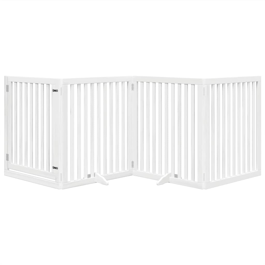 Vidaxl Foldable Dog Gate, With Door, 4 Panels, White, 320 Cm
