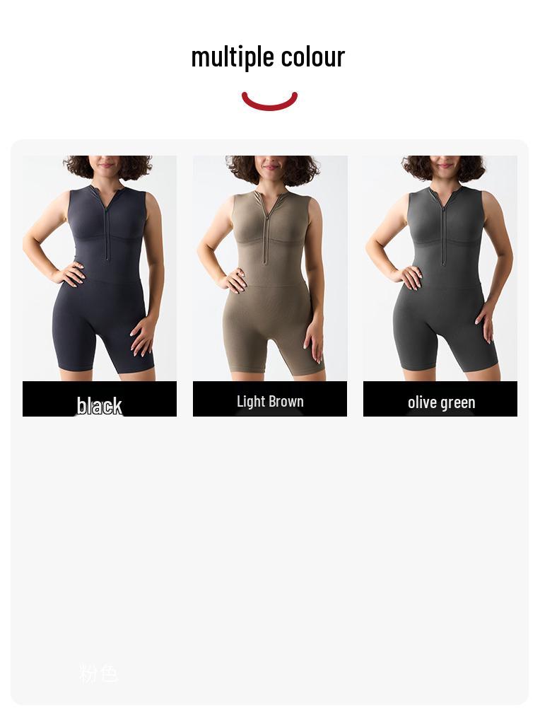 Nahtloser europäisch-amerikanischer Yoga-Jumpsuit: Bauchkontrolle, Hüftlift, Kurzärmlige Fitnessbekleidung