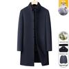 Herren einreihiger Woll-Gabardin-Trenchcoat mit Stehkragen - Business Casual Lange Jacke