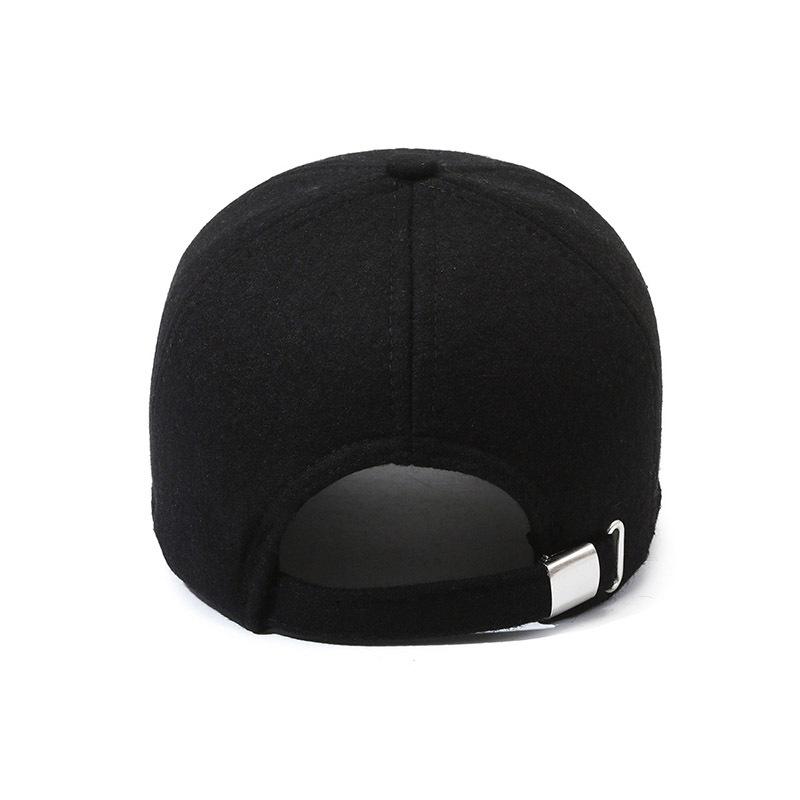 Pălărie de lână de toamnă iarnă pentru bărbați, groasă și călduroasă, șapcă de baseball cu literă brodată, șapcă de bumbac pentru exterior