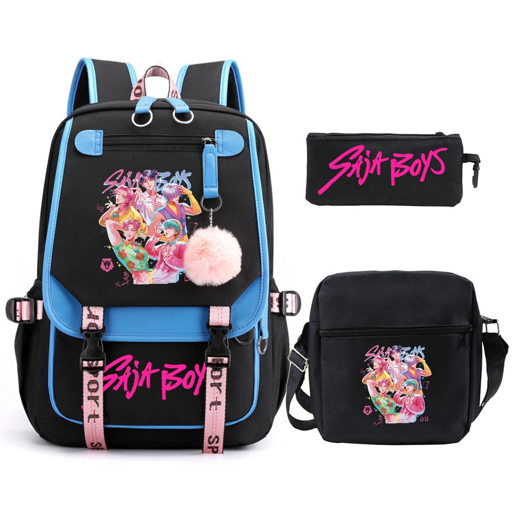 Animation Cartoon Peripheral Primary And Secondary School Students Schoolbag Multi-Functional Large-Capacity Leisure Backpack Three-Piece Set