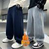 Boys' Velvet-Lined Straight-Leg Sweatpants - 2025 New Korean Style, Thick Winter Sports Casuals for Kids