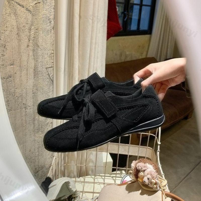 Woman Flat Shoes Fashion Lace Up Breathable Mesh Comfort Soft Sole Casual Sneakers Korean Style Versatile Ballet Female Shoes