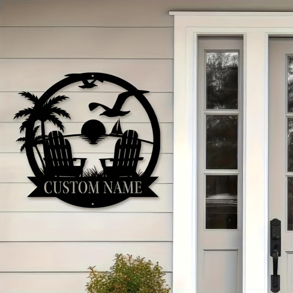 Personalized Metal Sunset Beach Sign Custom Name Wall Art Farmhouse Porch Patio Decor Unique Gift