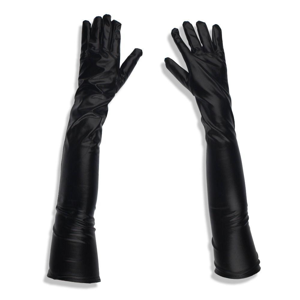 Club Ladies Cosplay Accessory Catsuit Costumes Sexy Fetish Long Latex Gloves Adult
