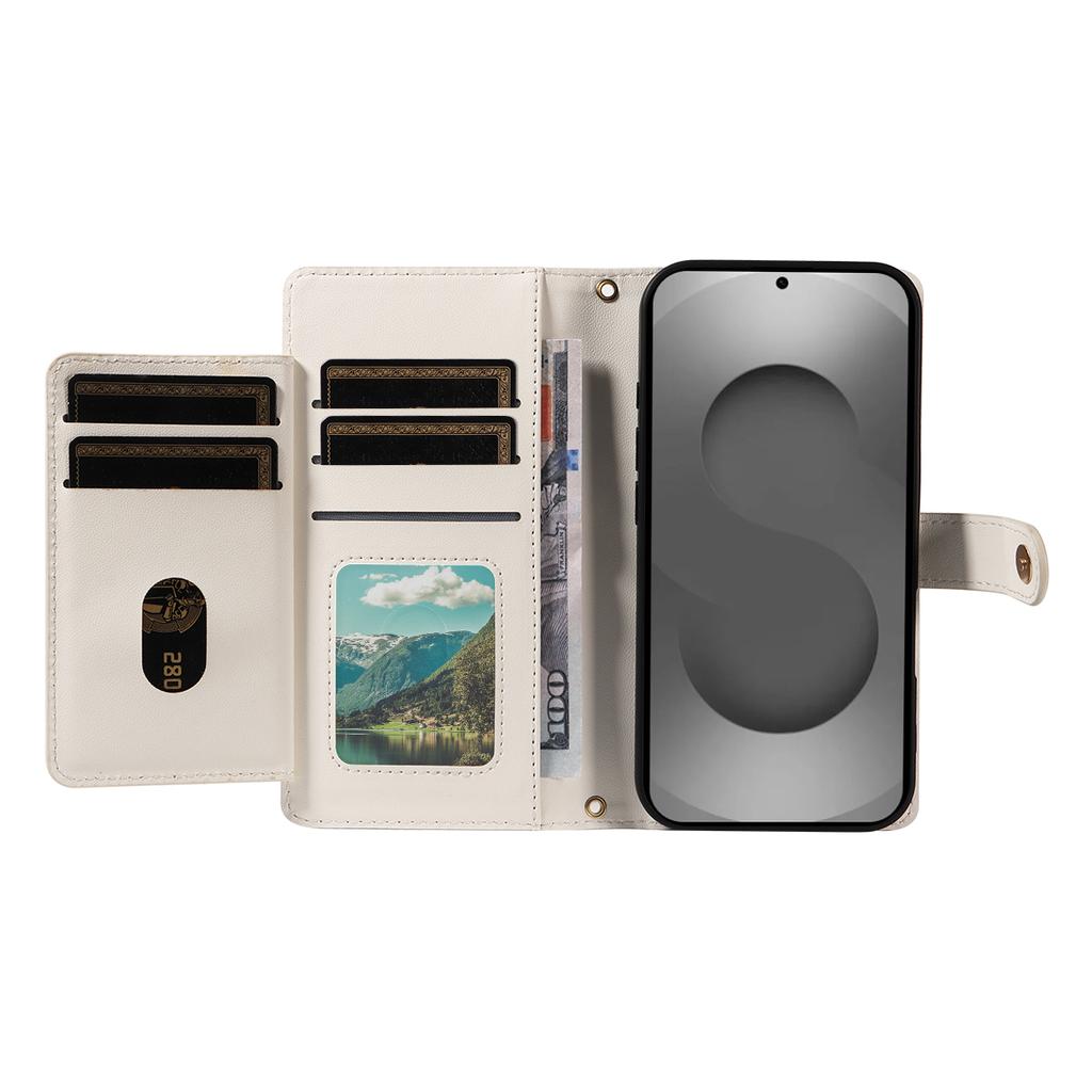 For Samsung Galaxy S26 Ultra Wallet Case with Straps, Rhombus Leather Stand Phone Cover