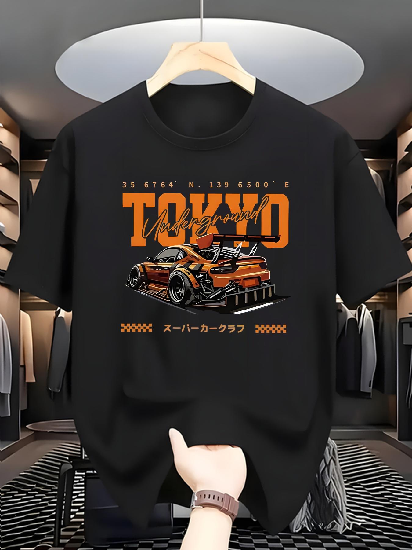 Men s Tokyo JDM Sports Car Graphic T-Shirt Casual Cotton Short Sleeve O-Neck Top Street Racing Streetwear Car Culture Fashion T S