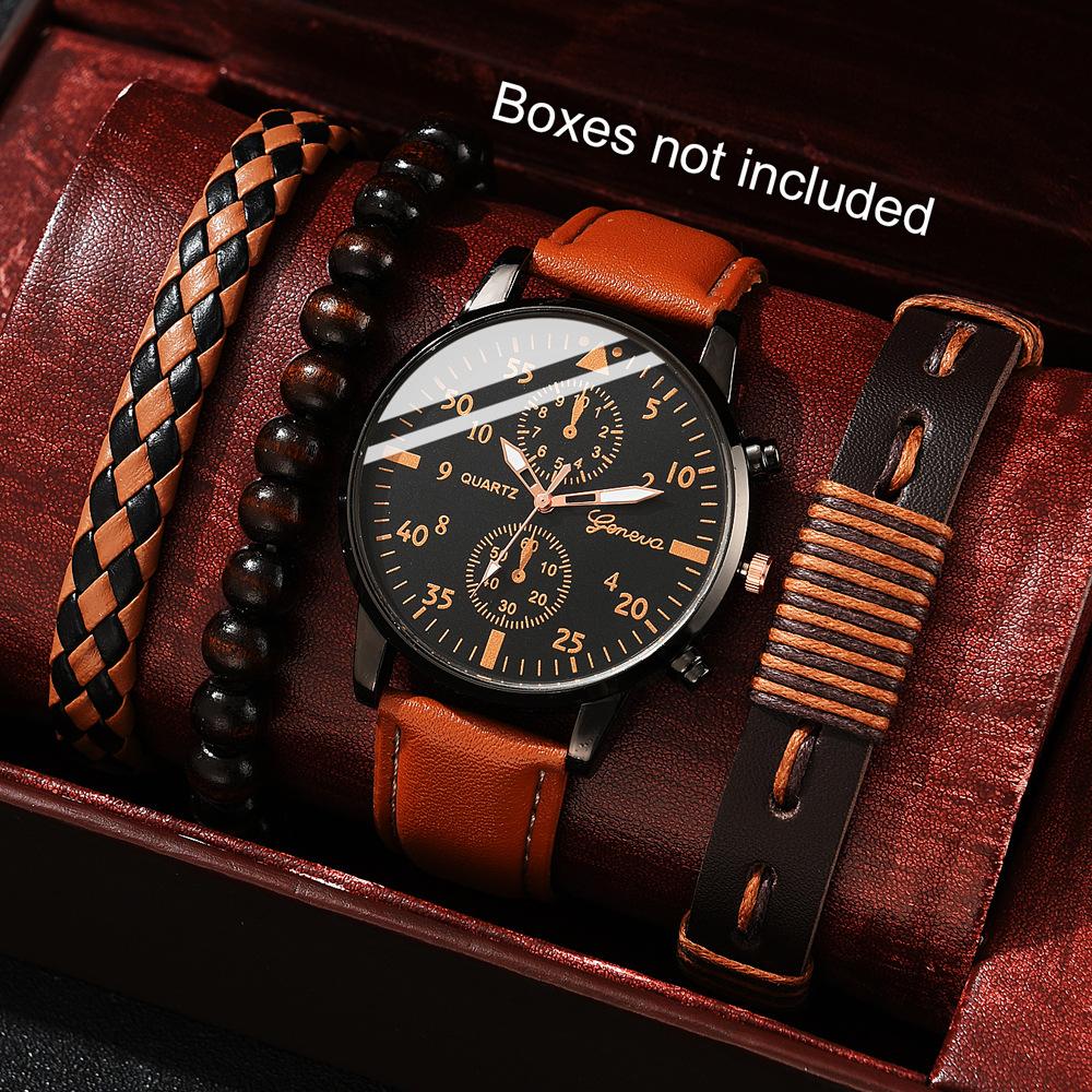 Men's Watch High-end Hong Kong Style Fashion Watch Fashion Versatile Quartz Watch High-end Watch Men's Watch Set