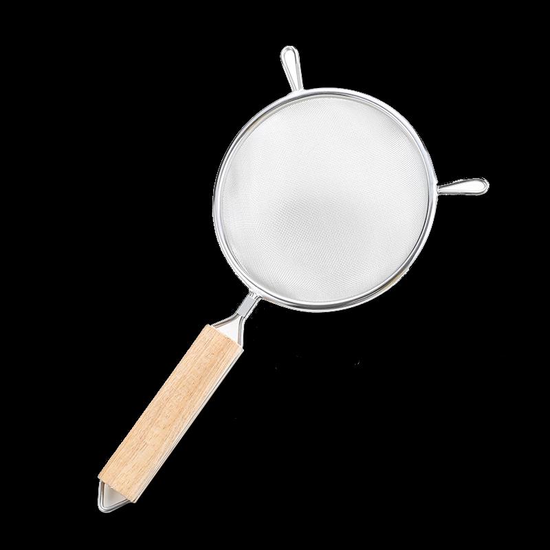 Stainless Steel Skimmer Strainer with Wooden Handle