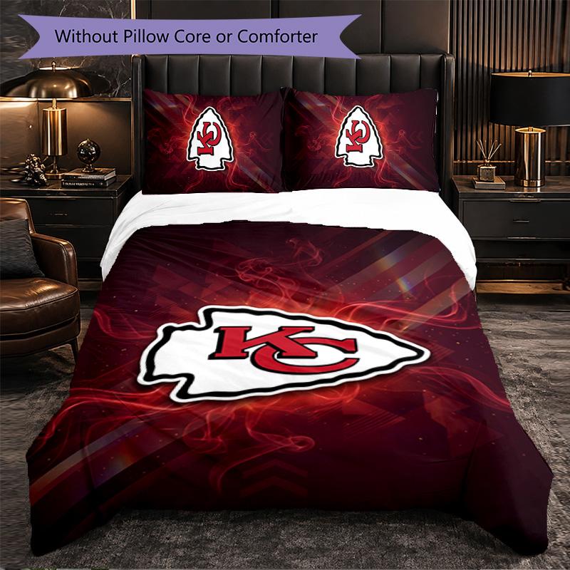 Set Biancheria da Letto in Microfibra con Fantasia Kansas City Chiefs 3 Pezzi Copripiumino Decorativo per Camera da Letto Uso Domestico