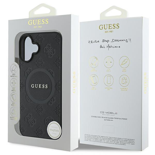 Guess Guhmp16Spsapsmek Iphone 166.1 Czarny/Black Hardcase Saffiano Peony Classic Logo Magsafe