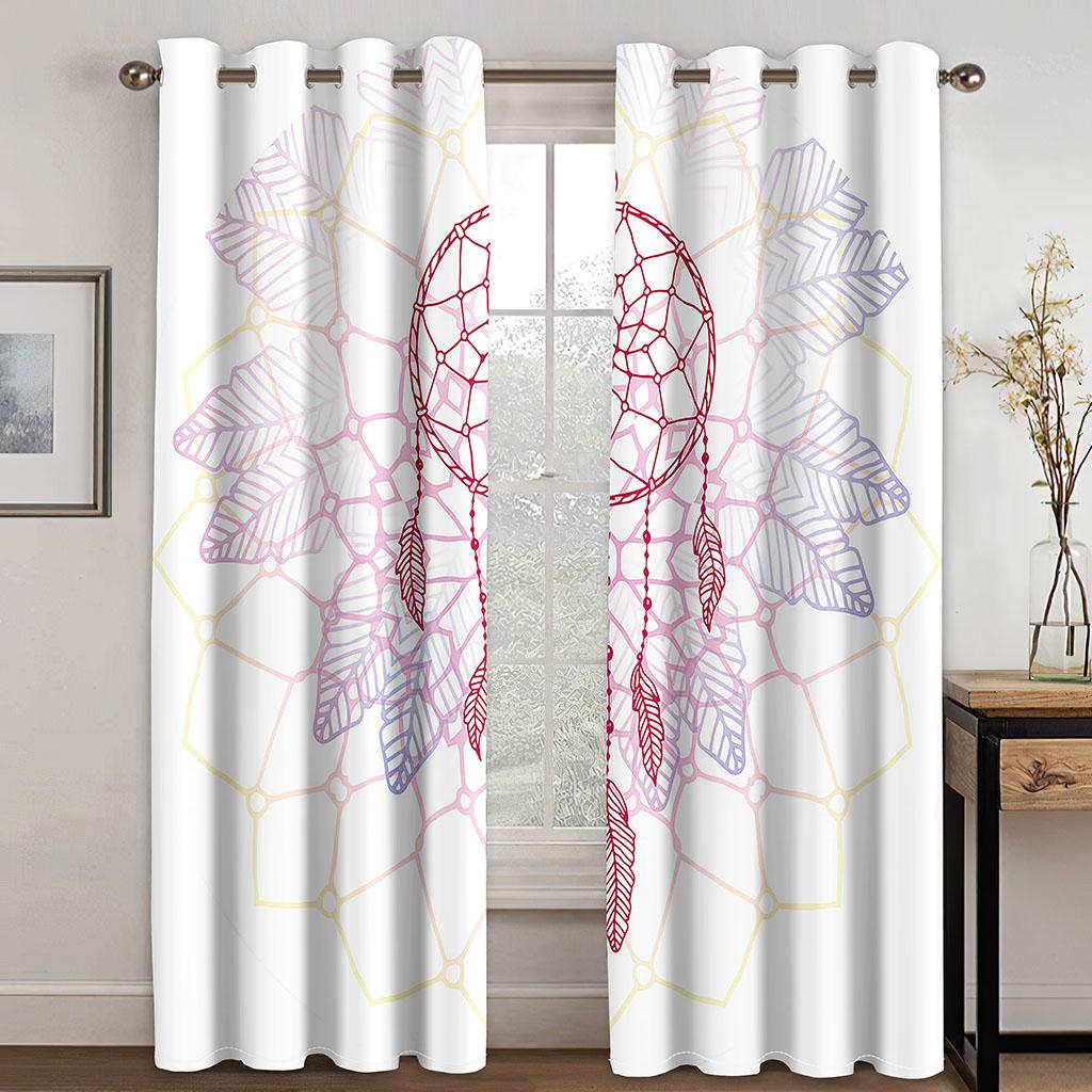 Kawaii Dream Catcher Printed Woven Curtains  Two Independent Curtains On The Left and Right Blackout Curtains for Bedrooms