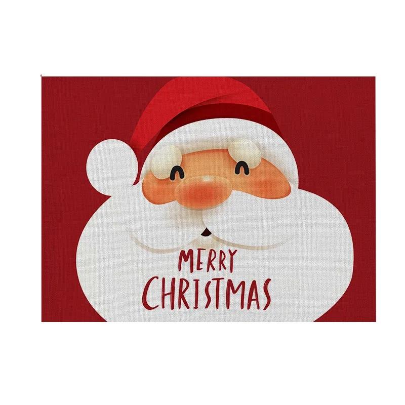 1PC Christmas Decorative Kitchen Placemat Tree Santa Snowman Coaster Dining Table Mats Linen Pad Bowl Cup Mat Xmas Home Decor